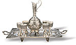 Carved Tray With Cups & Jag iran metal work art work brass silver gold cupper felez iron ahan