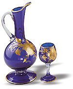 iran hand craft art work Porcelain galss Transparent Gold Embossed Pitcher & Cup