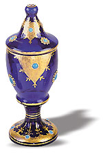 iran hand craft art work Porcelain galss Transparent Gold & Silver Embossed Candy pot (Italian Design)