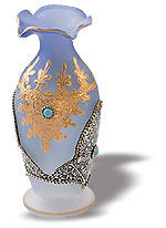 iran hand craft art work Porcelain galss Opaque Gold & Silver Embossed Small Vase (Reza Design)