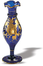 iran hand craft art work Porcelain galss Transparent Gold Embossed Bud Vase