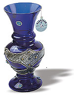 iran hand craft art work Porcelain galss Transparent Silver Embossed Enamel Open Vase