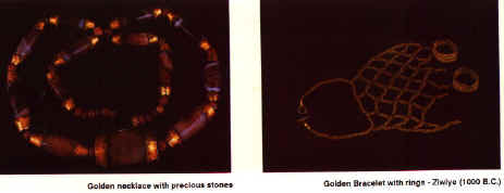 Golden necklace with precious stones  